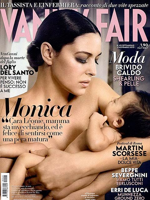 Monica Bellucci and daughter, both naked on magazine cover
