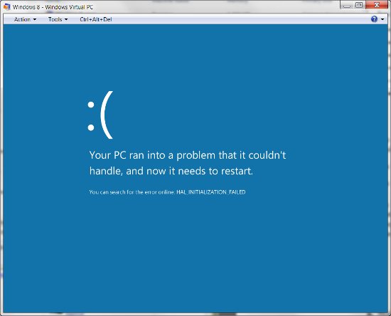 Windows 8 - Blue screen of death with a smiley