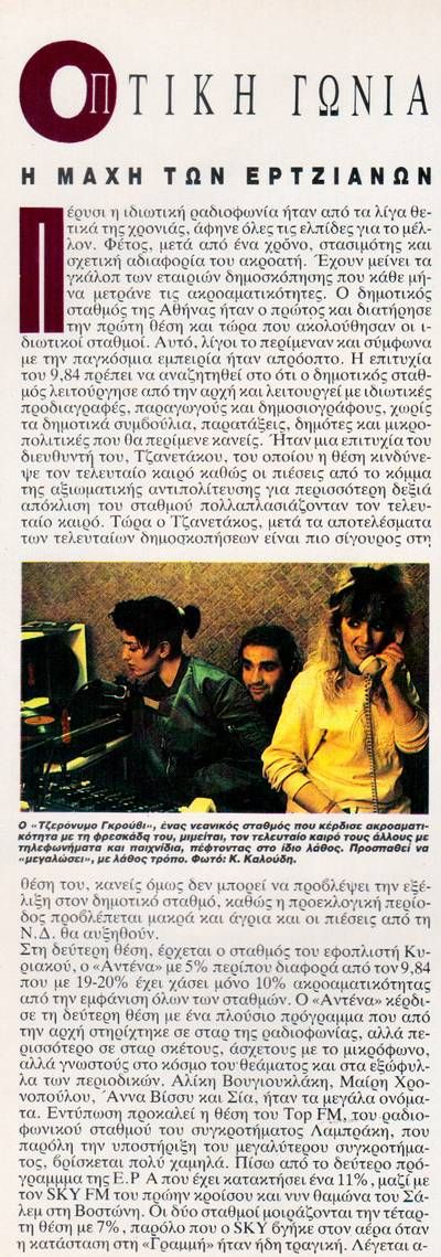 Jeronimo Groovy @ KLIL Magazine 1988
Αρθρο στο ΚΛΙΚ για το ραδιοφωνο
Λέξεις Κλειδιά: Jeronimo Groovy KLIK Radio studio Jeronimo Groovy @ KLIL Magazine 1988
Αρθρο στο ΚΛΙΚ για το ραδιοφωνο
Λέξεις Κλειδιά: Jeronimo Groovy KLIK Radio studio
